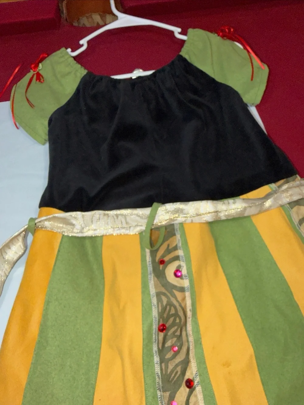 Princess ANNA black Green Yellow Coronation Dress, Disney Theatre, GIRLS Size XL